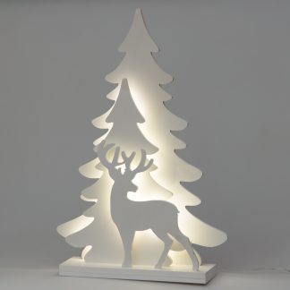 Kuusi ja poro siluetti 39led lämminvalkoinen