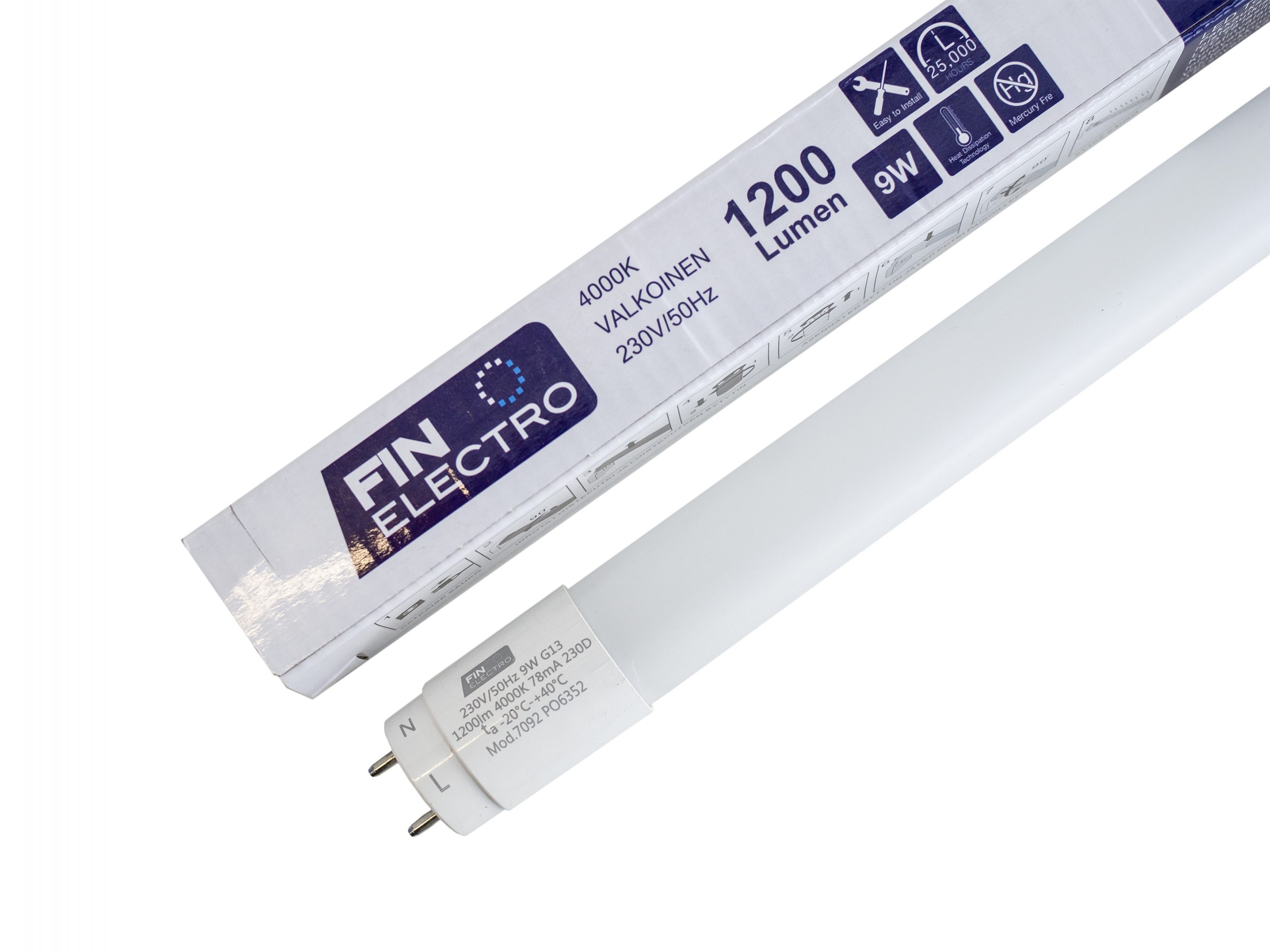Ledputki 60cm 9W 1200lm 4000K (25kpl)