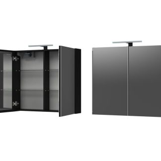 CREA Peilikaappi 80cm musta, IP44, ledvalaisin ja pistorasia