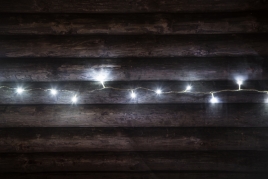 Valoketju 80LED kylmä valkoinen läpinäkyvä johto IP44