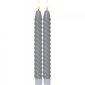 Flamme Swirl LED-antiikkikynttilä 2-pack harmaa