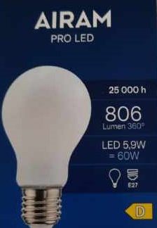 Airam Pro Led vakiolamppu E 27   5,9 W  806lm