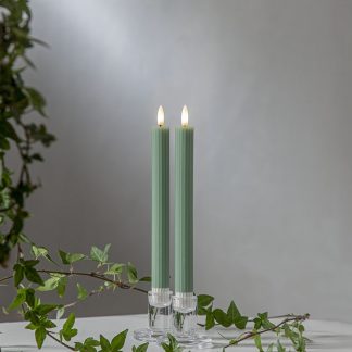 Flamme Stripe LED-antiikkikynttilä 25cm vihreä 2kpl/pak