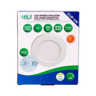 Paneelivalaisin CLIP-ON 3CCT DIM 6 W 450 lm, 3000-4000-6500K