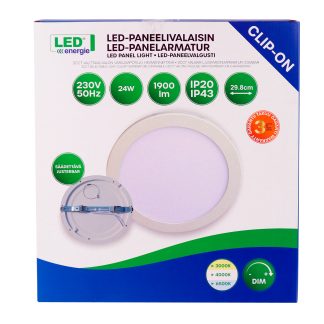 Paneelivalaisin Clip-on 3CCT DIM 24W, 1900lm, 3000-4000-6500K