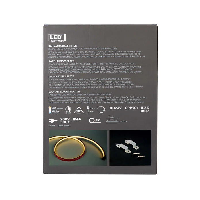 Saunaan nauhavalosetti 125 musta 2,5m 2700K 10W/m / 24 V IP 44 - Image 4