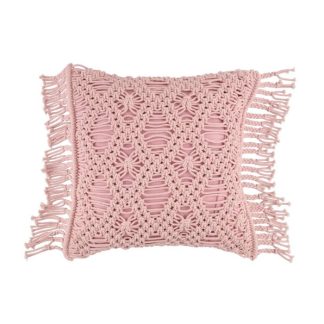 Koristetyyny Makramee roosa 45x45 cm