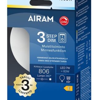 Airam 3-step opaali filamentti Led-lamppu 95 E27 4000K 806lm