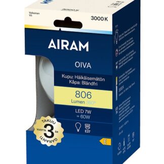 LED-Lamppu Airam Oiva opaali globe-95 E27 3000K 806lm