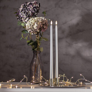 Flamme Metal LED-antiikkikynttilä 39 cm hopea 2kpl/pak