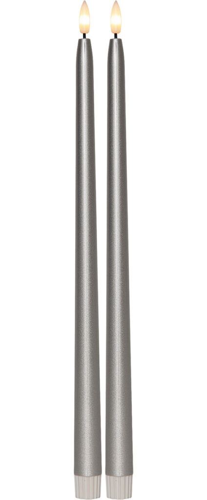 Flamme Metal LED-antiikkikynttilä 39 cm hopea 2kpl/pak - Image 3