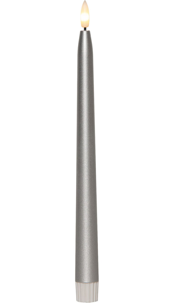 Flamme Metal LED-antiikkikynttilä 28,5 cm hopea 2pl/pak - Image 3